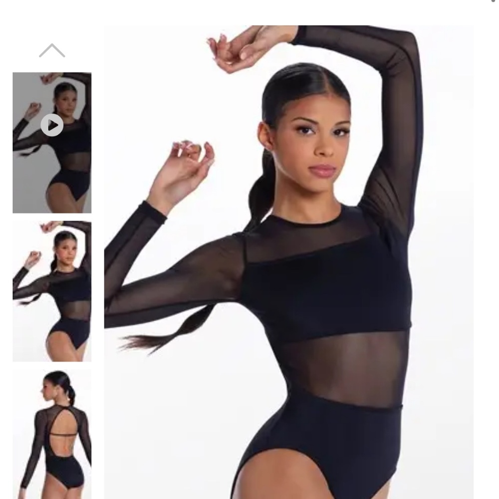 Weissman Black Sheer Long-Sleeve Dance Leotard